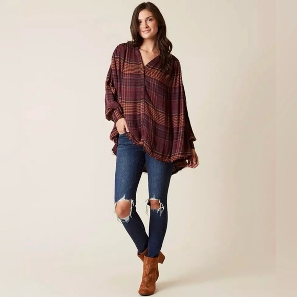 Free People Come On Over Plaid Button Down Top in Size XS - Picture 1 of 14